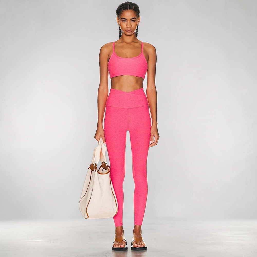 Beyond Yoga spacedye high rise ankle legging Paradise Coral Heather M New $110